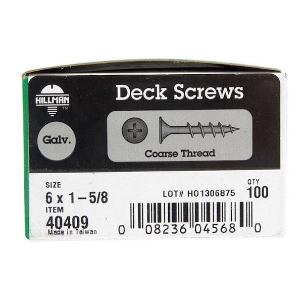 Homecare Products 40409 Deck Screws - Galvanized - 6 x 1.6 in. HO3314749 - main